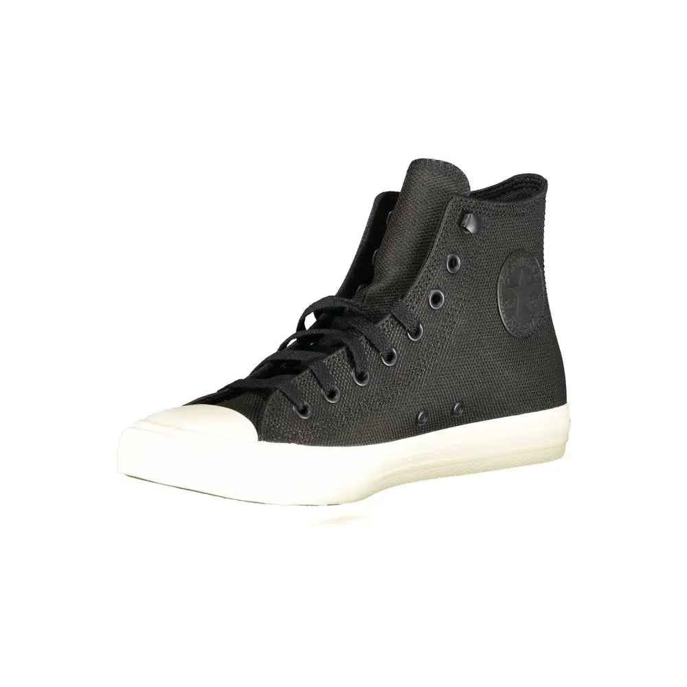 Sorte Converse Black Leather Unisex Sneaker med hvid gummi