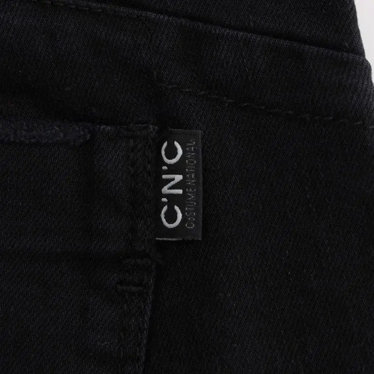 Costume National Black Cotton Slim Fit Cropped Jeans