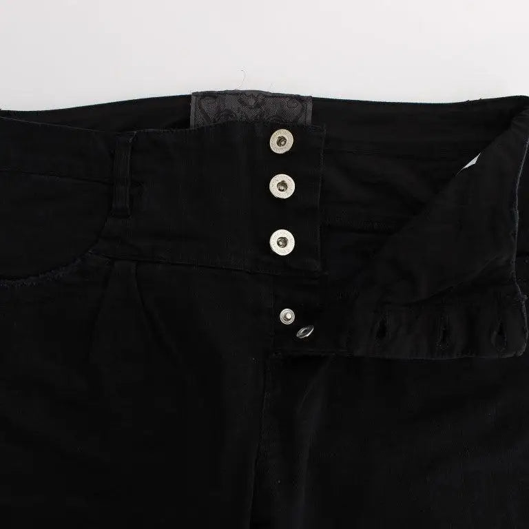 Costume National Black Cotton Slim Fit Cropped Jeans
