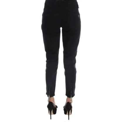Costume National Black Cotton Slim Fit Cropped Jeans