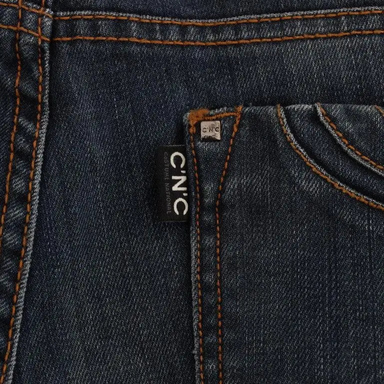 Costume National Blue Cotton Blend Bootcut Jeans