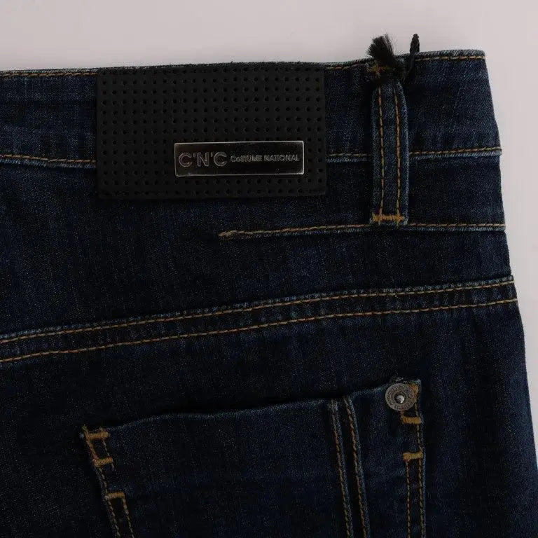Costume National Blue Cotton Bootcut Flared Jeans