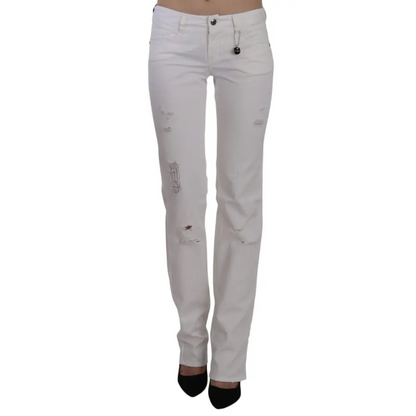 Costume National Chic White Slim Fit Cotton Jeans - Jeans