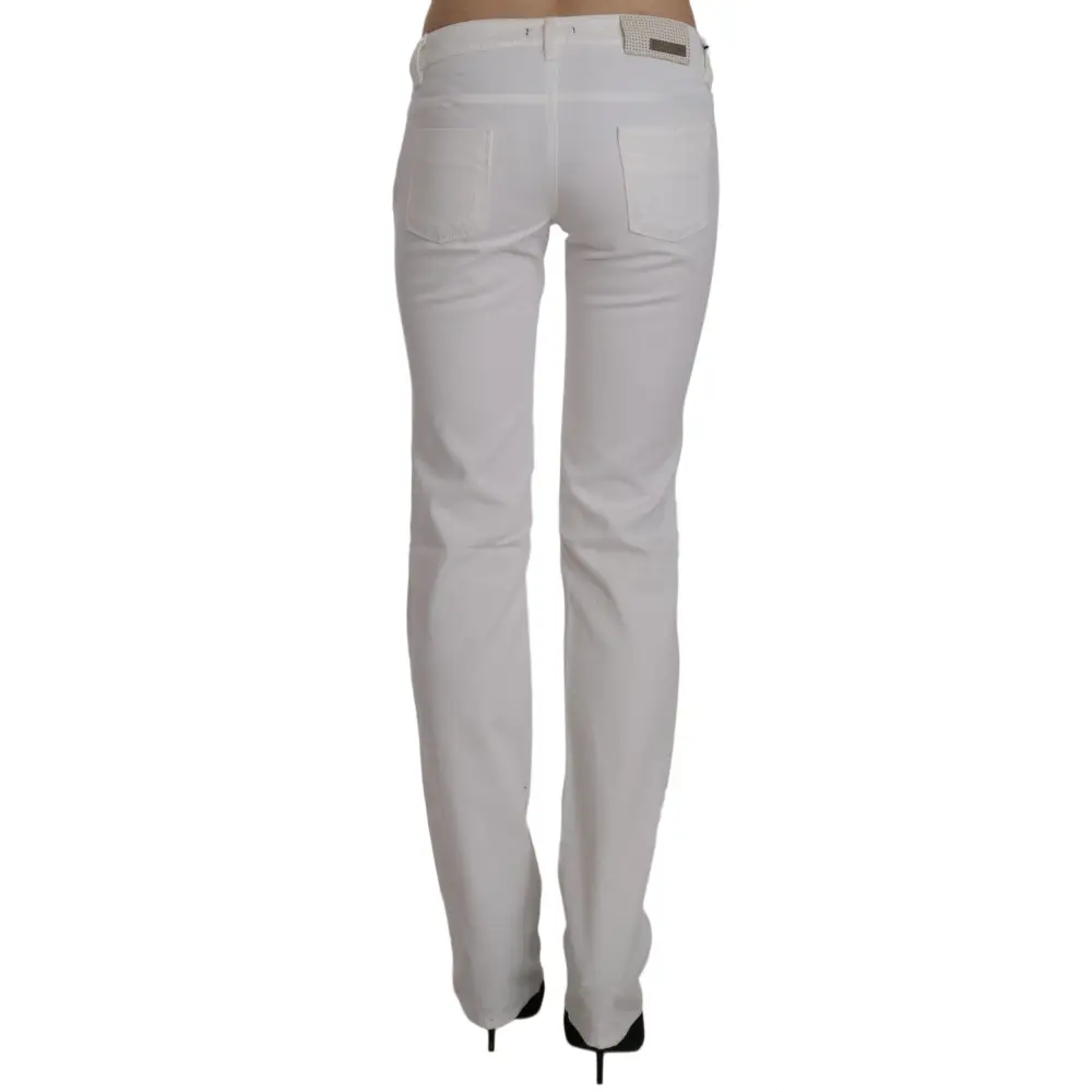 Costume National Chic White Slim Fit Cotton Jeans - Jeans