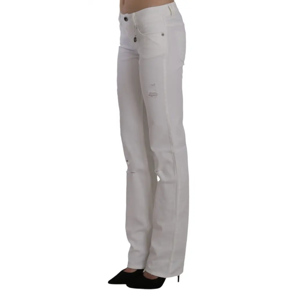 Costume National Chic White Slim Fit Cotton Jeans - Jeans