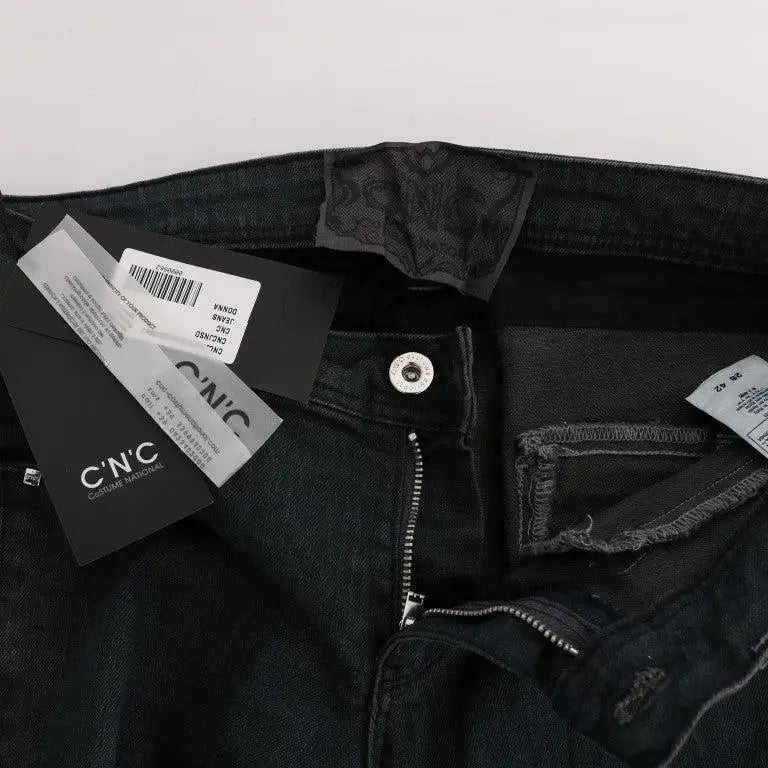 Costume National Gray Cotton Superslim Denim Jeans