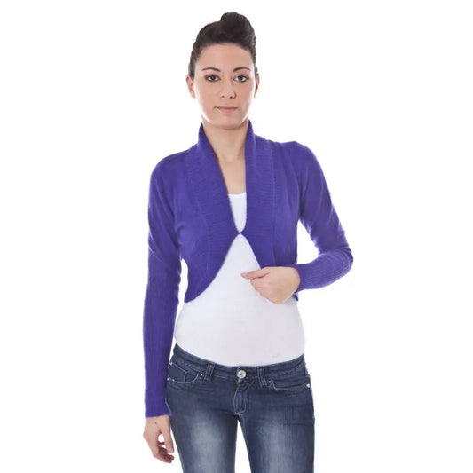 Datch purple wool sweater: vibrant purple knitted cardigan med langærmede ærmer