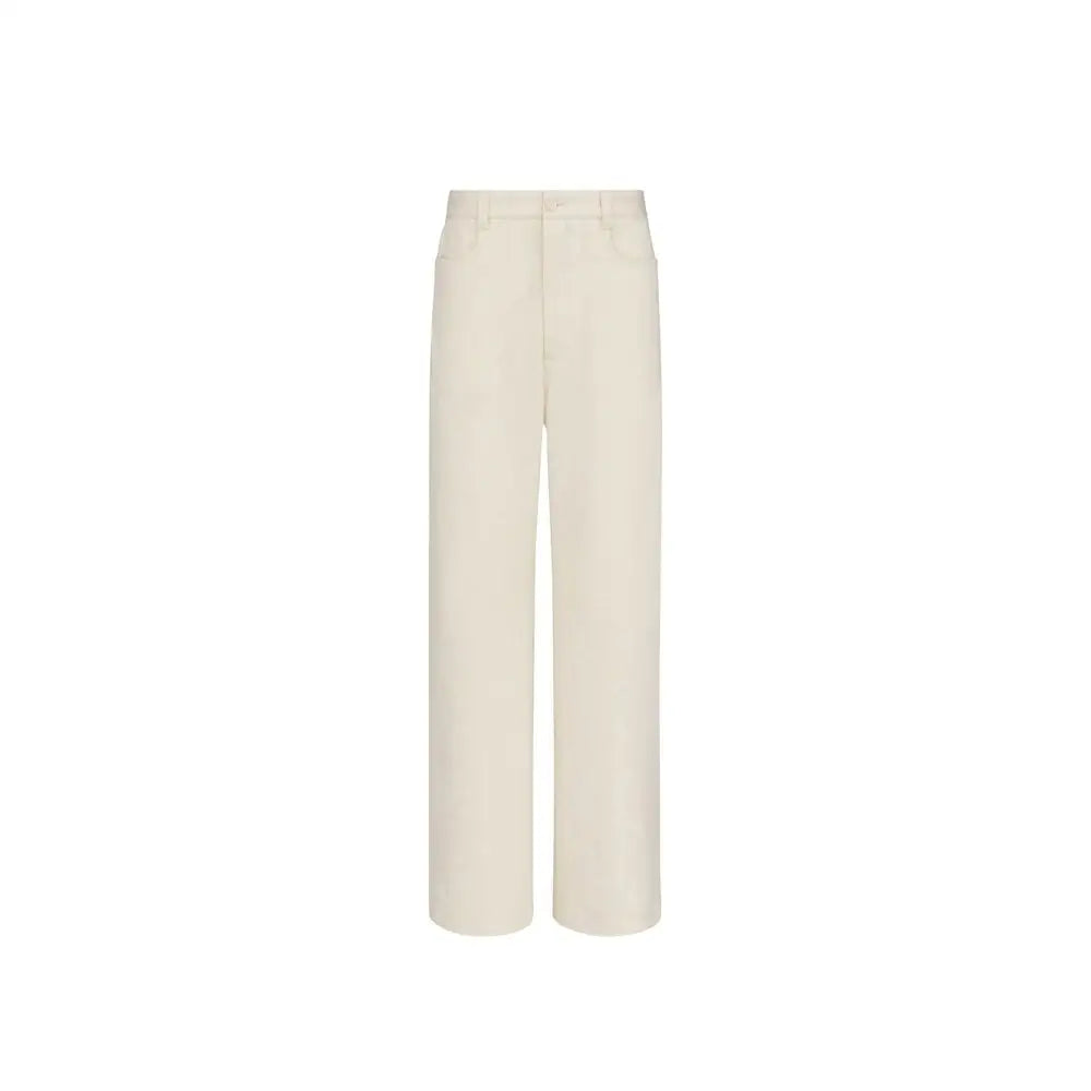 Dior white cashmere chino pants in cream-colored wide-leg minimalist design