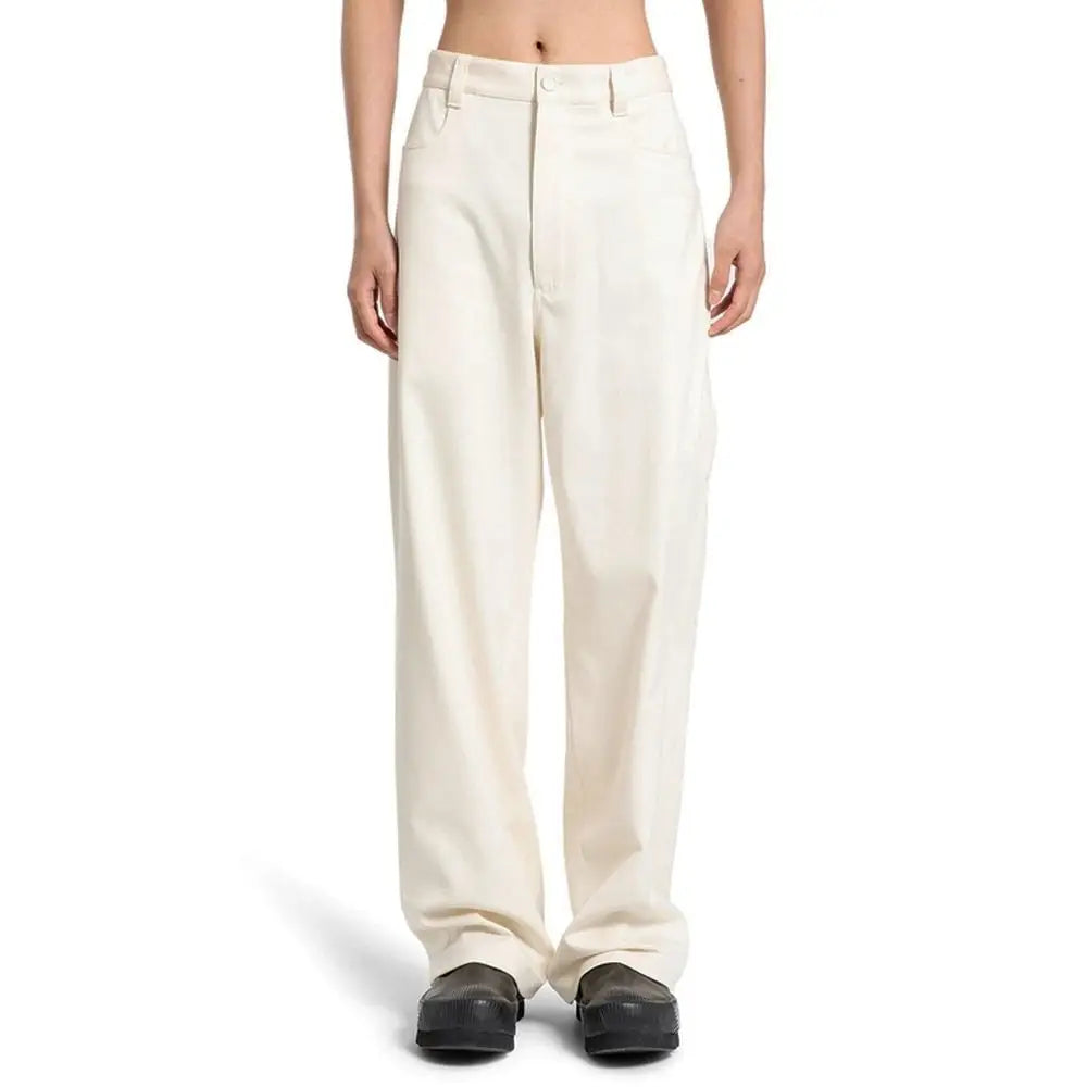 Cream-colored Dior white cashmere chino pants with high-waisted relaxed fit