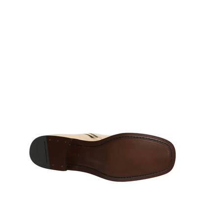 Dolce & Gabbana Beige Leather Logo Plaque Ankle Boots Shoes - 44 - Ankelstøvler