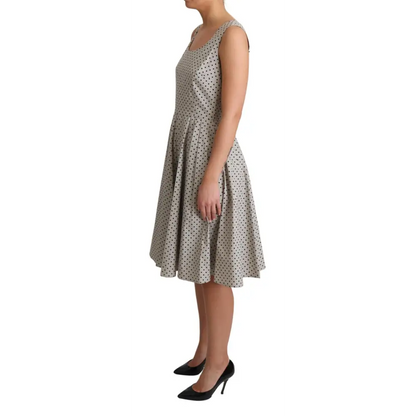 Dolce & Gabbana beige polka dotted blødt bomuld A-line kjole
