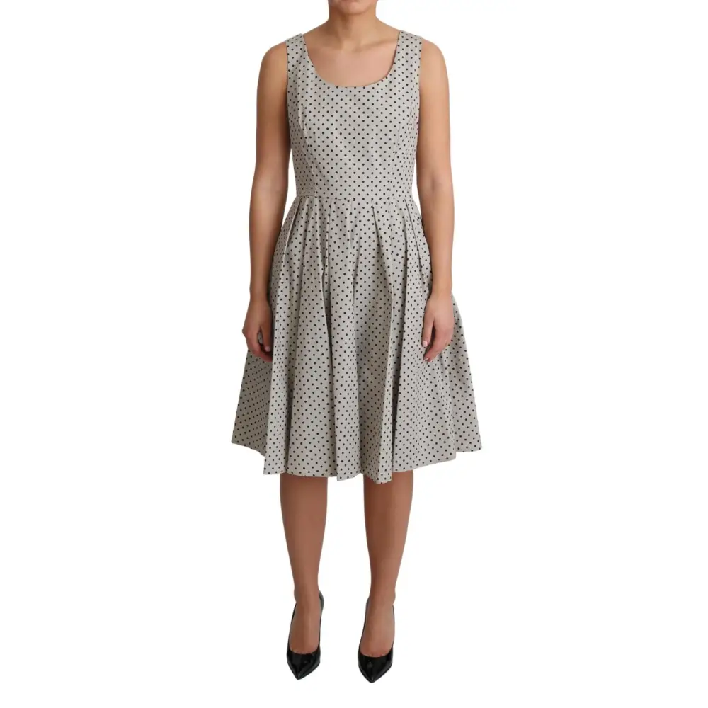 Dolce & Gabbana beige polka dotted blødt bomuld A-line kjole