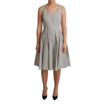 Dolce & Gabbana beige polka dotted blødt bomuld A-line kjole