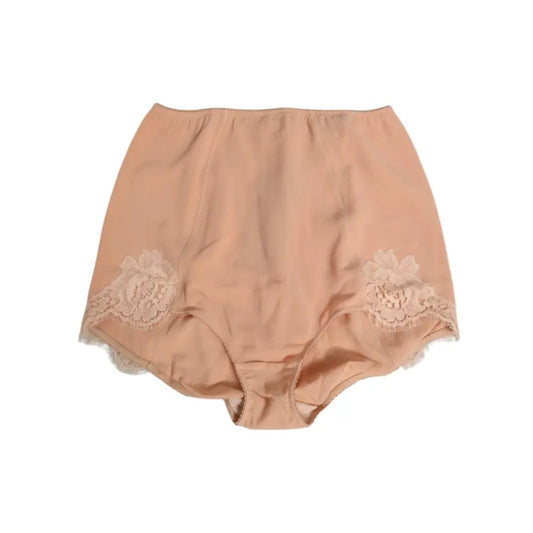 Dolce & Gabbana Beige Silk Stretch High Waist Girdle Underwear