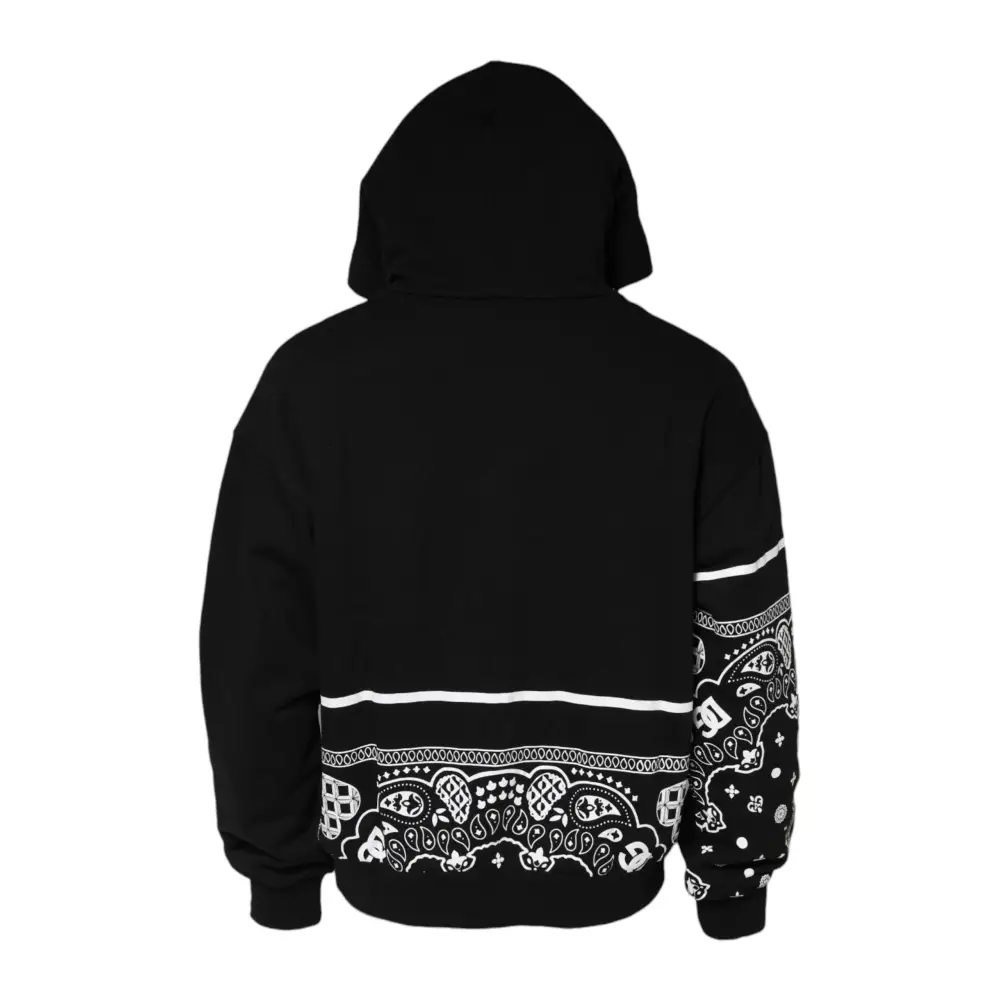 Dolce & Gabbana Black Bandana Hooded Men Sweatshirt Sweater - Sweaters