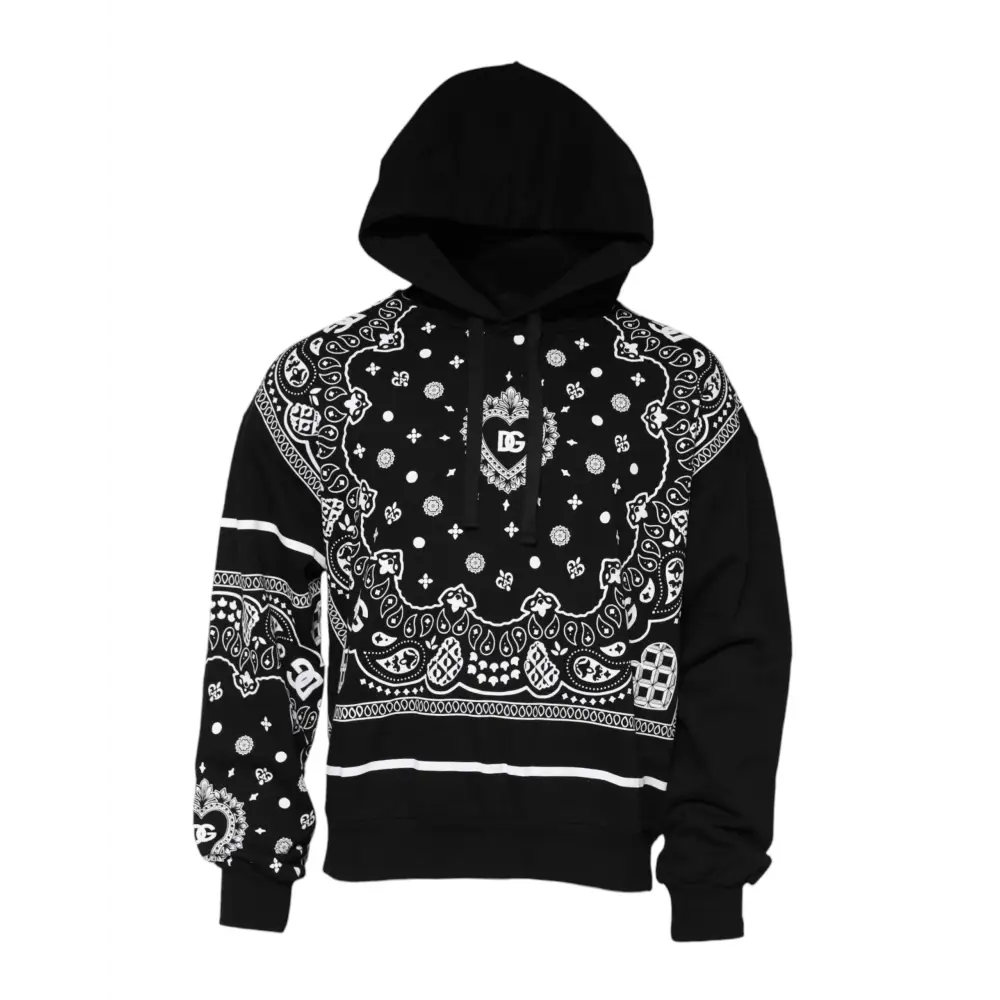 Dolce & Gabbana Black Bandana Hooded Men Sweatshirt Sweater - Sweaters