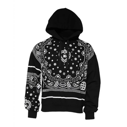 Dolce & Gabbana Black Bandana Hooded Men Sweatshirt Sweater - Sweaters