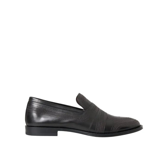 Dolce & Gabbana Black Brown Leather Loafer Men Dress Shoes