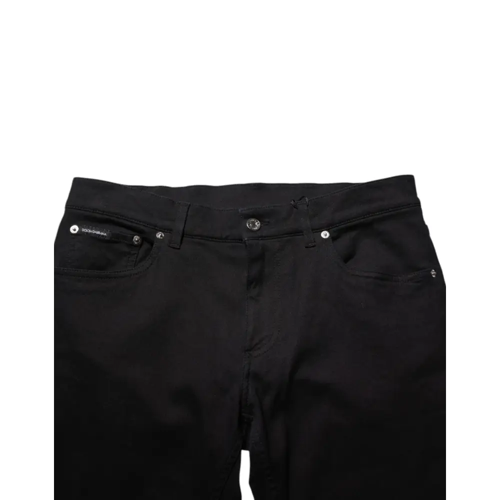 Dolce & Gabbana gabbana black cotton skinny jeans with silver buttons