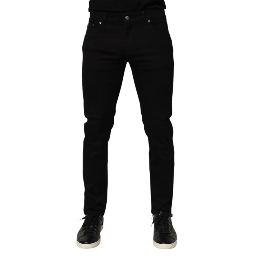 Dolce & Gabbana black cotton blend skinny jeans med femlommer
