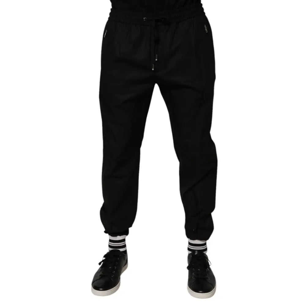 Dolce & Gabbana Black Cotton Men Jogger Sweatpants Pants