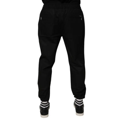 Dolce & Gabbana Black Cotton Men Jogger Sweatpants Pants