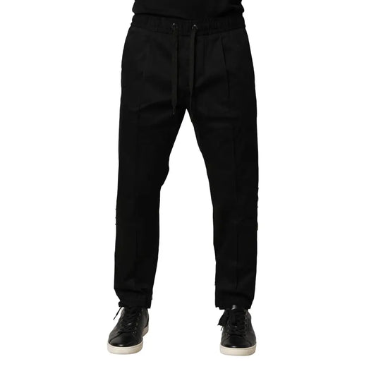 Dolce & Gabbana Black Cotton Mid Waist Jogger Pants