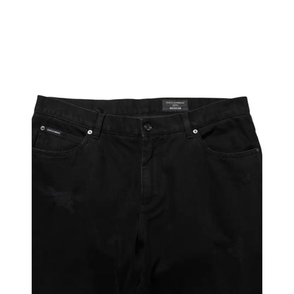 Dolce & Gabbana Black Cotton Regular Denim Men Trouser Jeans
