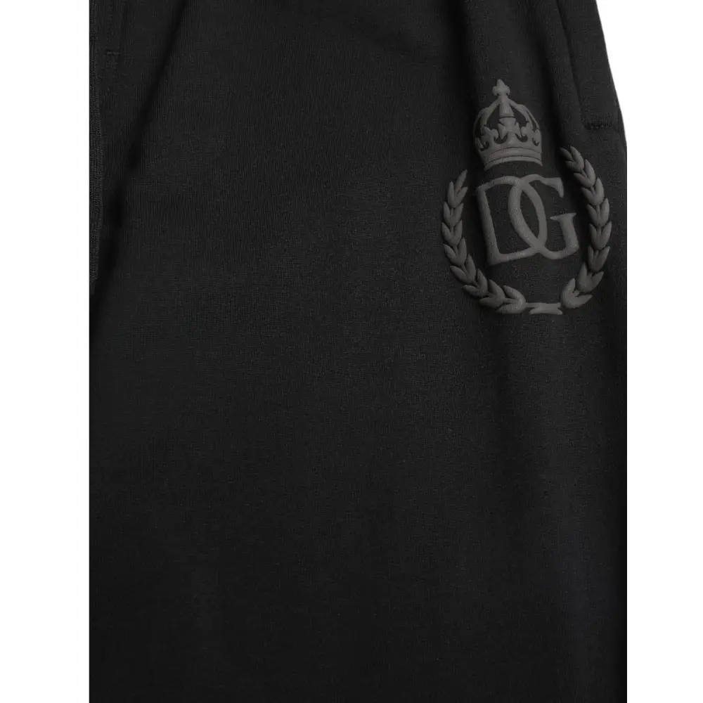 Sort Dolce & Gabbana sorte DG-logo med krone og laurbær på skinny jogger bukser