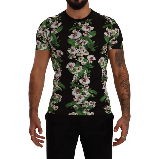Dolce & Gabbana Black Floral Print Crewneck T-shirt - T-shirts