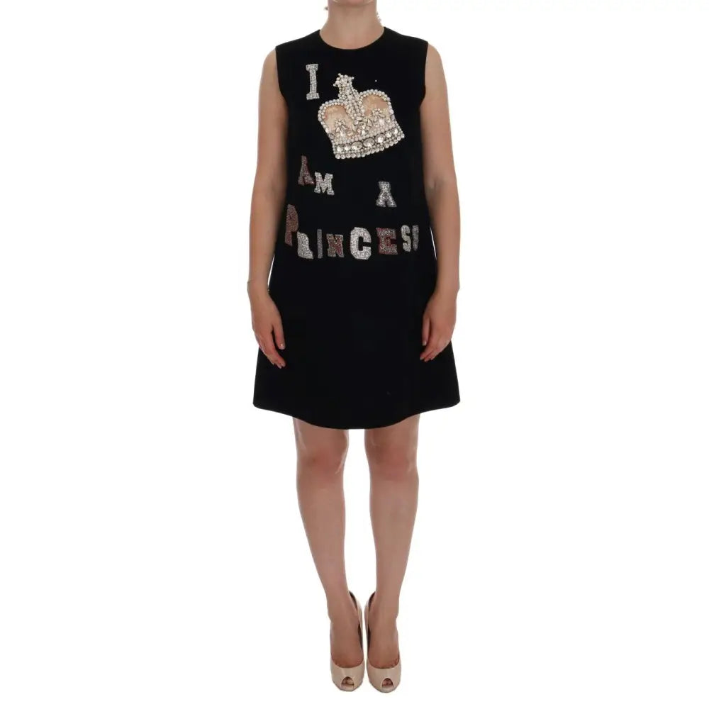 Dolce & Gabbana Black I AM A PRINCESS Crystal Shift Dress