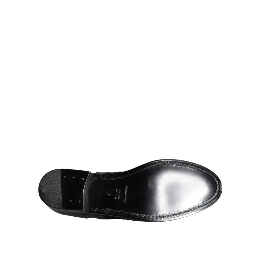 Dolce & Gabbana Black Leather Floral Lace Dress Formal Shoes