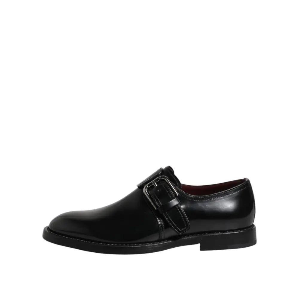 Dolce & Gabbana Black Leather Monk Strap Derby Formal Shoes