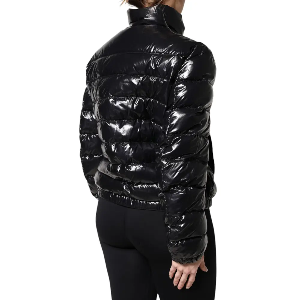 Dolce & Gabbana Black Logo Plaque Full Zip Puffer Jacket