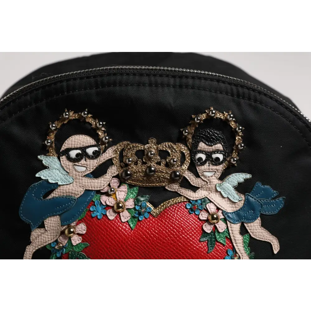 Dolce & Gabbana Black Nylon #DGFAMILY Embellished Backpack VULCANO