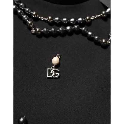Dolce & Gabbana Black Polyester Necklace Embellished T-shirt - T-shirts