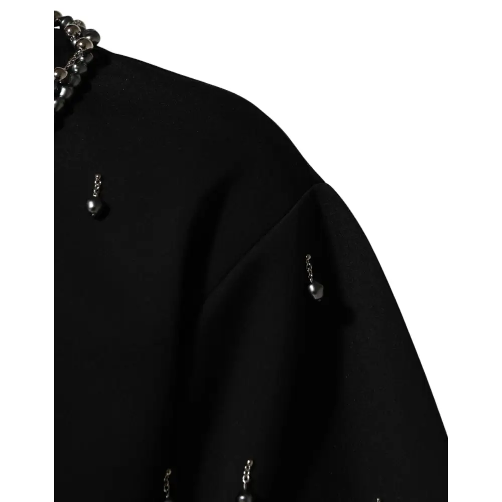 Dolce & Gabbana Black Polyester Necklace Embellished T-shirt - T-shirts