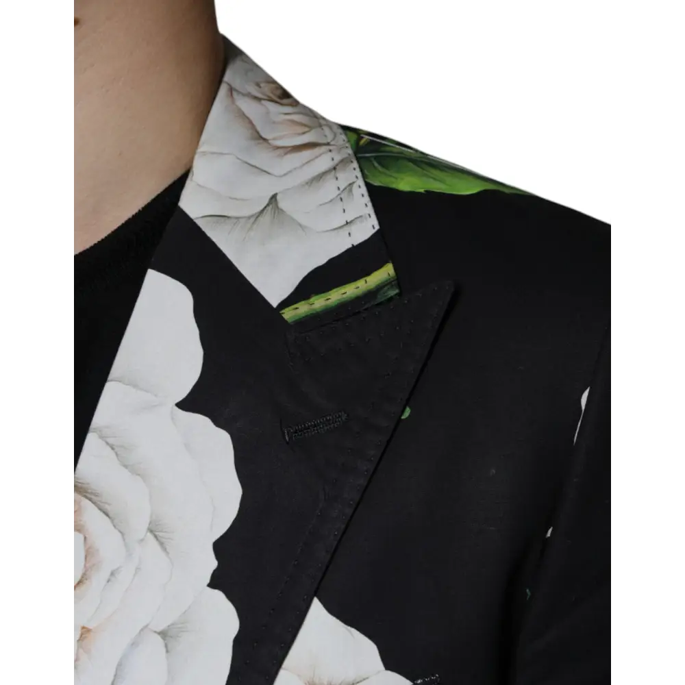 Dolce & Gabbana Black Rose Cotton Men Formal 2 Piece Suit - Jakkesæt