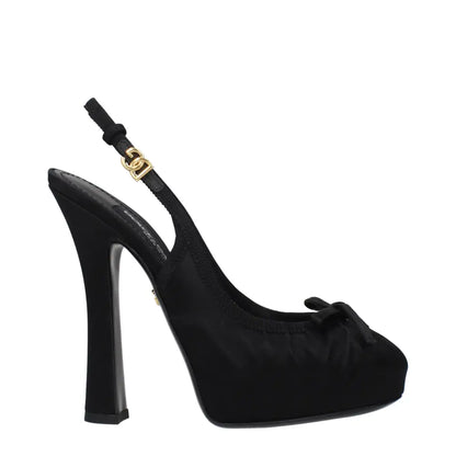 Dolce & Gabbana gabbana black satin high heel pump med guld CC-logo