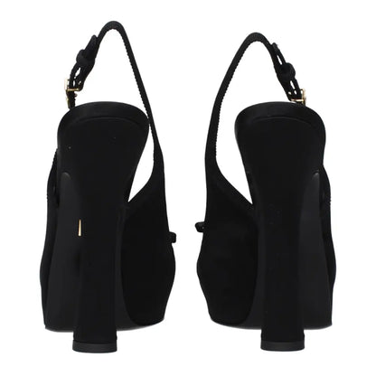 Dolce & Gabbana gabbana black satin high heel pumps with suede slingback and gold hardware