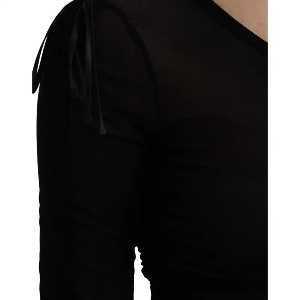 Dolce & Gabbana Black Sheer Bodycon Sheath Midi Dress