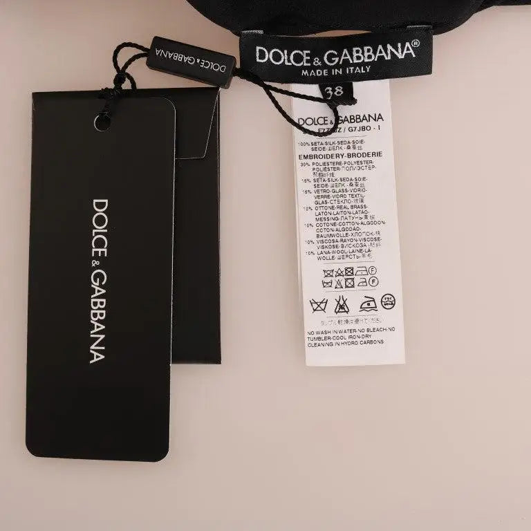 Dolce & Gabbana Black Silk Fairy Tale Top Crystal Blouse