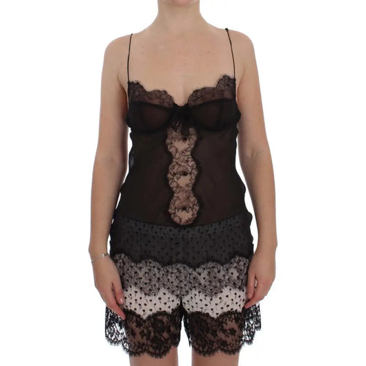 Dolce & Gabbana Black Silk Lace Babydoll Lingerie Top