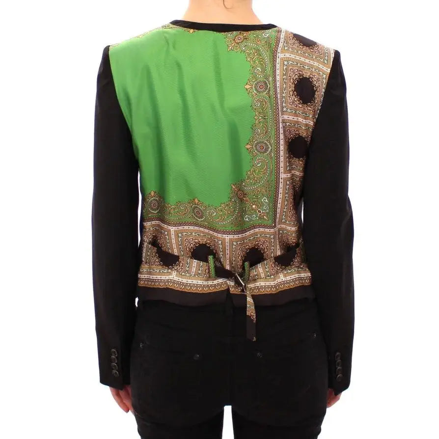 Dolce & Gabbana Black Silk Scarf Back Blazer Jacket