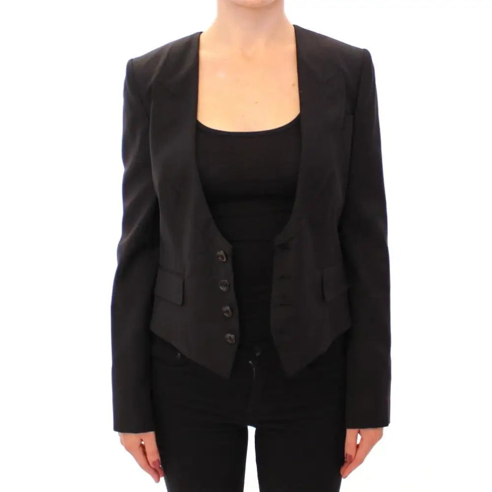 Dolce & Gabbana Black Silk Scarf Back Blazer Jacket