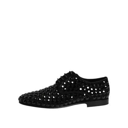 Dolce & Gabbana black suede strass derby med sorte studs