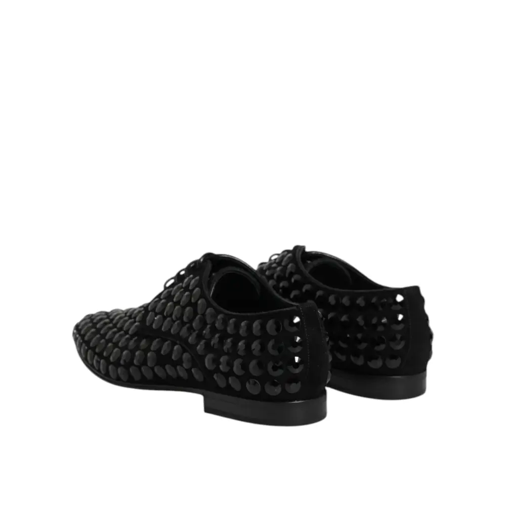 Dolce & Gabbana black suede strass derby shoes med sorte studs
