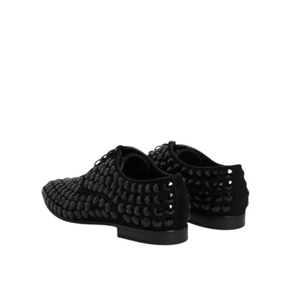 Dolce & Gabbana black suede strass derby shoes med sorte studs