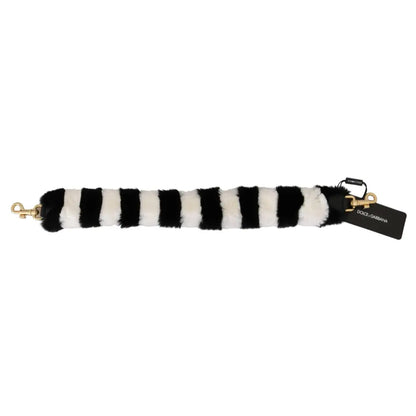Dolce & Gabbana Black White Lapin Fur Accessory Shoulder Strap