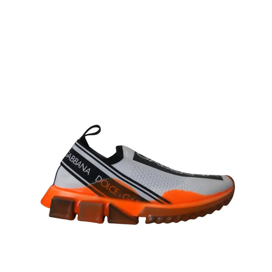 Dolce & Gabbana Black White Orange Slip On Sorrento Sneakers Shoes